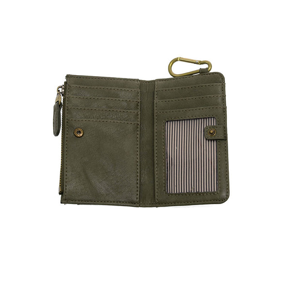 Bobbie Bifold Wallet With Carabiner in Dark Basil