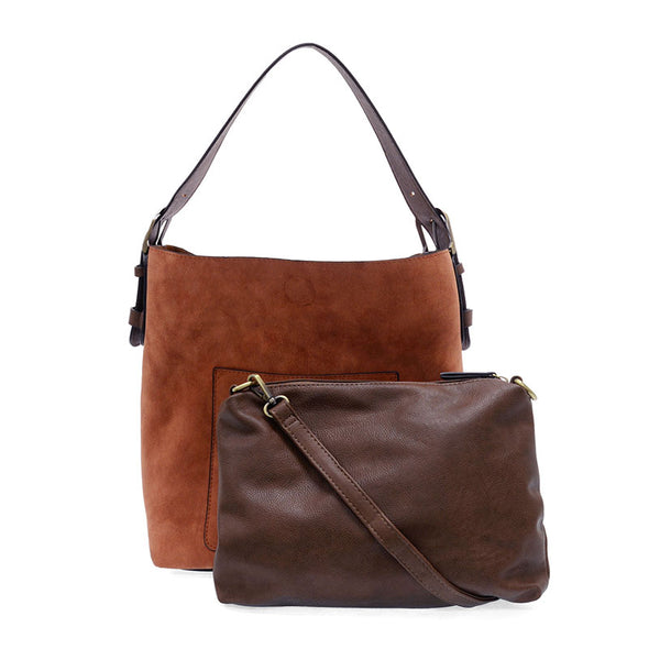 Rich Faux Suede Hobo Handbag in Spice/Coffee
