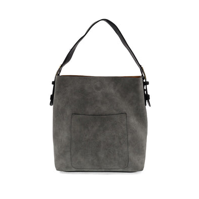 Rich Faux Suede Hobo Handbag in Shadow/Black