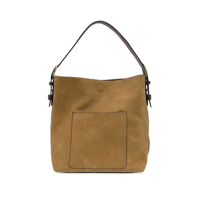 Rich Faux Suede Hobo Handbag in Wheat/Coffee