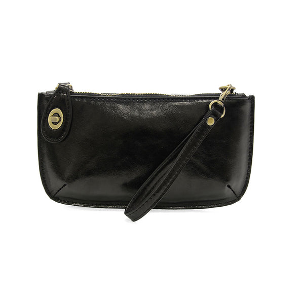 Liquid Metal Mini Crossbody Wristlet Clutch in Black
