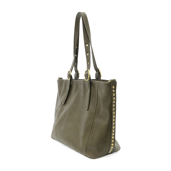 Shelby Studded Tote Bag in Dark Moss
