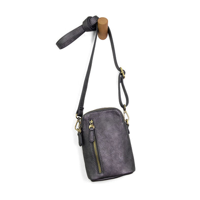 Jolene Crossbody Phone Bag in Metallic Pewter