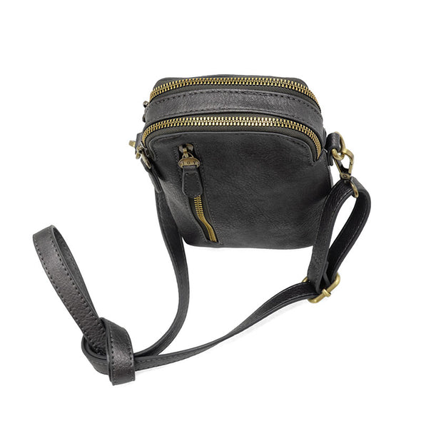 Jolene Crossbody Phone Bag in Metallic Pewter