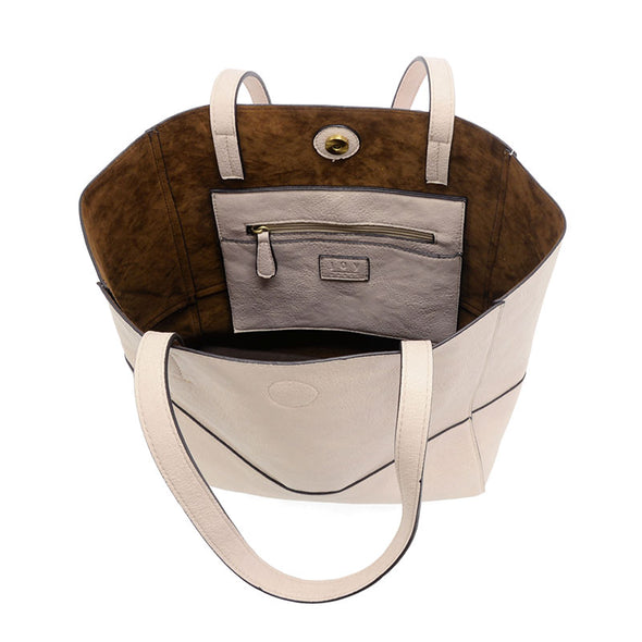 Faith Raw Edge Tote in Bone
