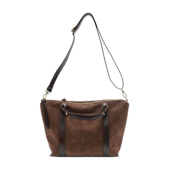 Mabel Faux Suede Tote in Pecan