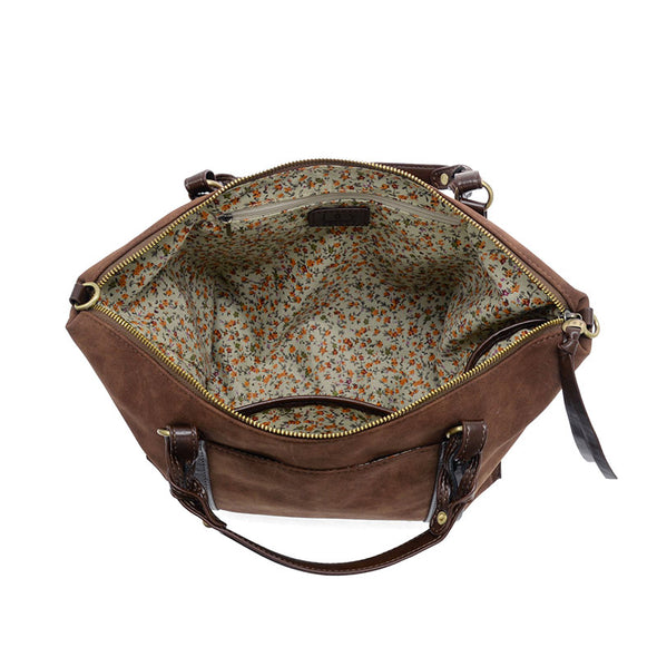 Mabel Faux Suede Tote in Pecan