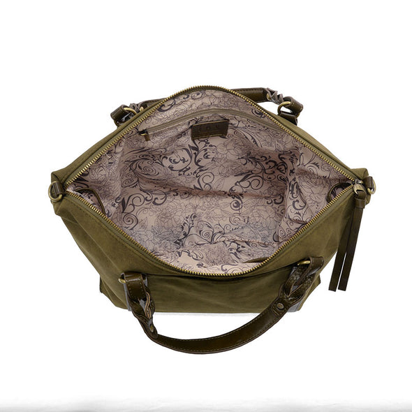 Mabel Faux Suede Tote in Olive