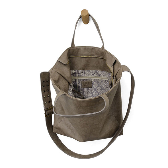 Alma Buckle Tote in Taupe Grey
