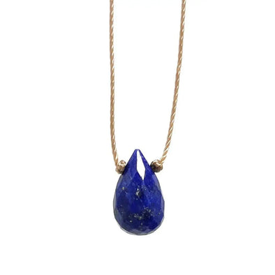 Lapis Lazuli Faceted Teardrop Necklace - 18"