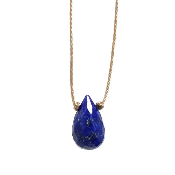Lapis Lazuli Faceted Teardrop Necklace - 18"