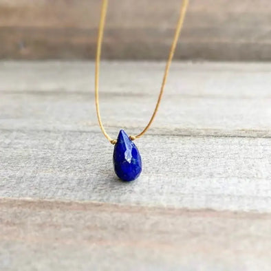 Lapis Lazuli Faceted Teardrop Necklace - 20"
