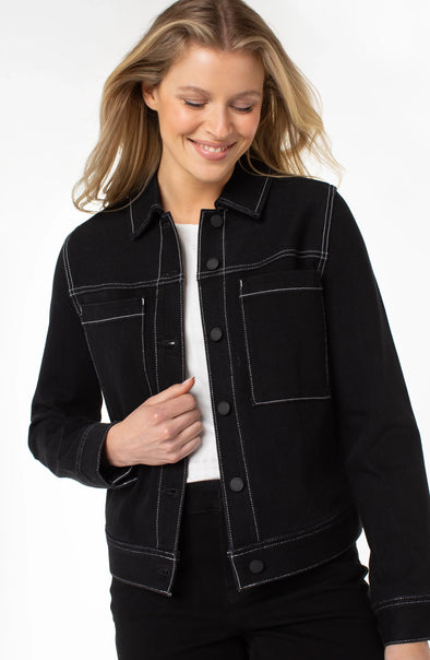 Utility Trucker Jacket in City Black
