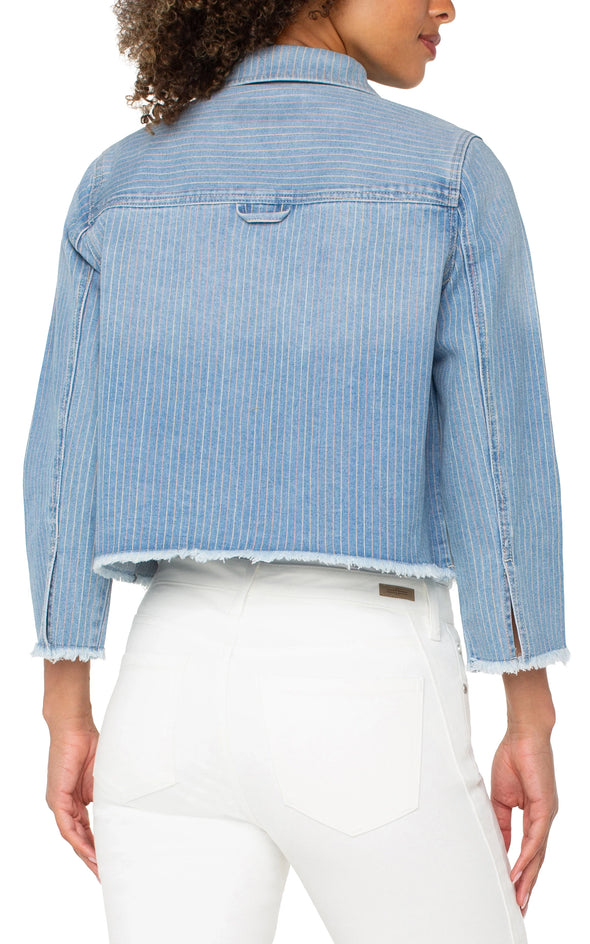 Cropped Shacket in Sunset Stripe