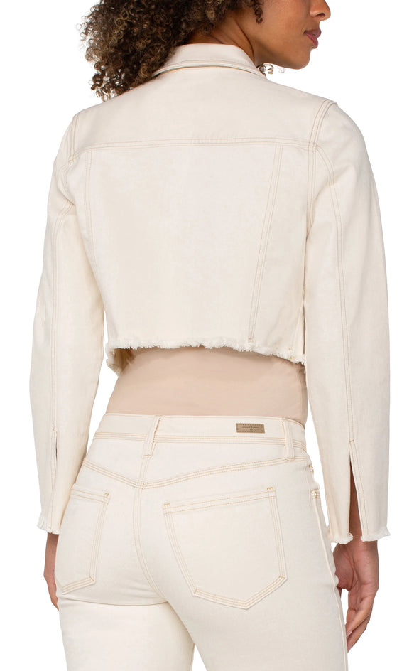 Jacket with Fray Hem in Seaside Dunes
