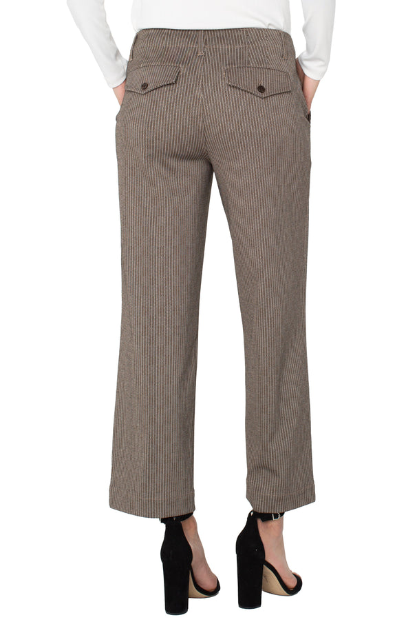 Wide Leg Crop Trouser in Camel Sand Stripe