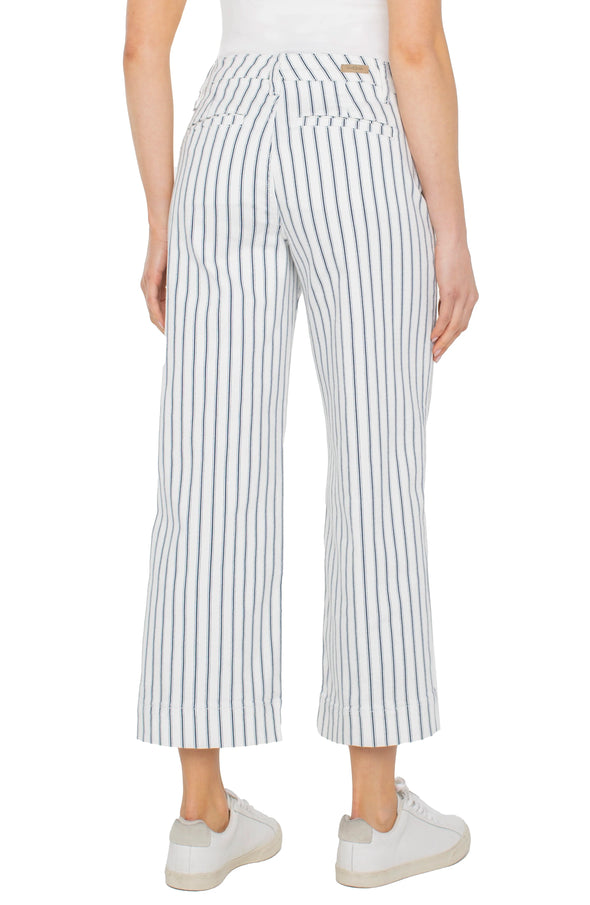 Wide Leg Crop With Patch Pockets in Vintage Indigo Stripe