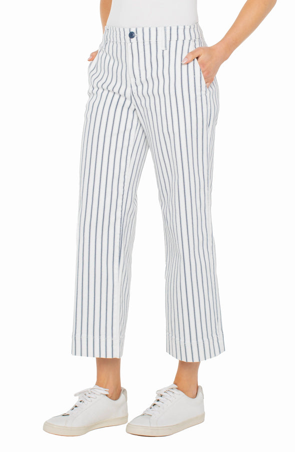 Wide Leg Crop With Patch Pockets in Vintage Indigo Stripe