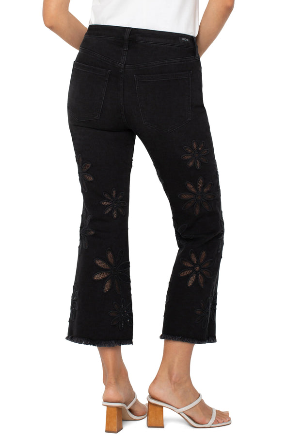 Hannah Crop Flare in Black Daisy