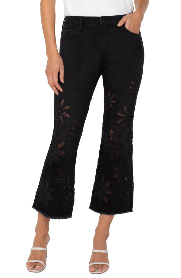 Hannah Crop Flare in Black Daisy