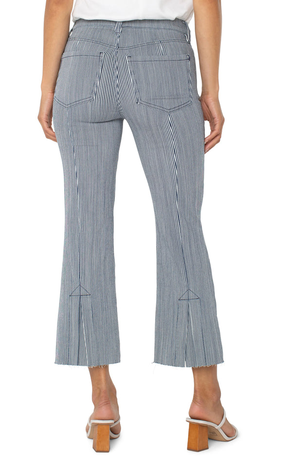 The Gia Glider Crop Flare With Back Pleat in Navy/White Stripe