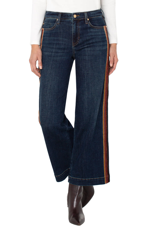 Straight Wide Leg Velvet Side Trim in Eastmoor
