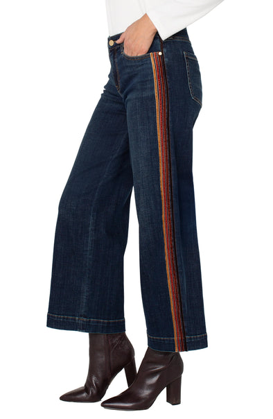 Straight Wide Leg Velvet Side Trim in Eastmoor