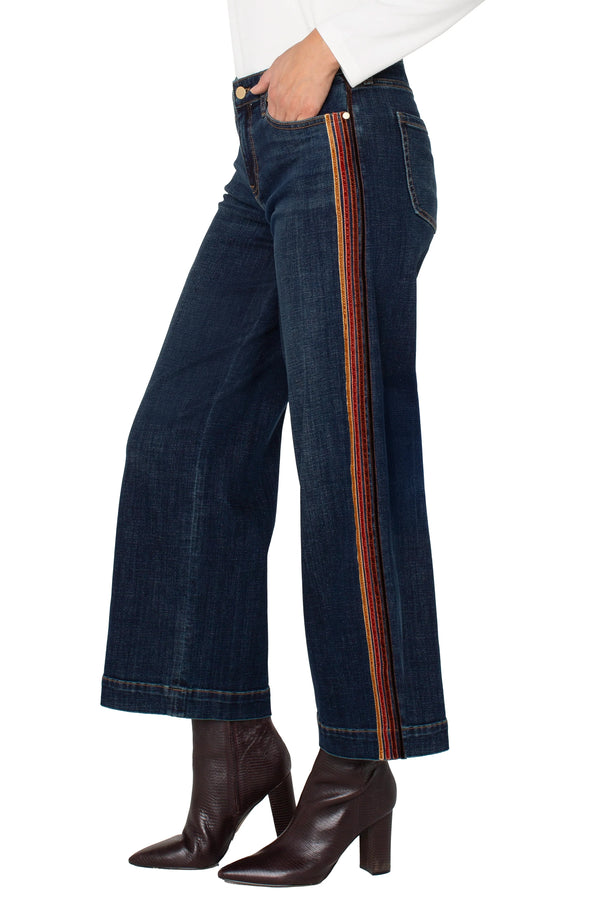 Straight Wide Leg Velvet Side Trim in Eastmoor