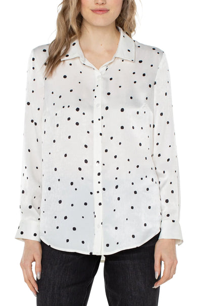 Sateen Blouse in Allover Dot Vanilla