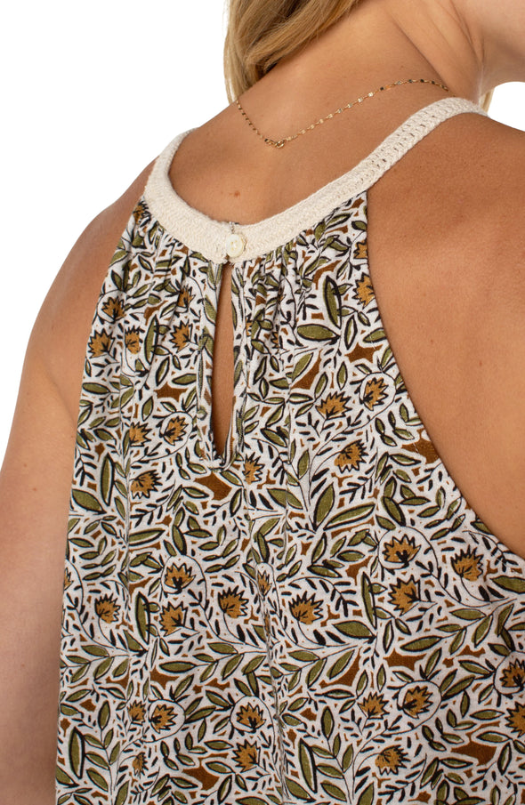 Woven Halter Top in Olive Leaf Cream