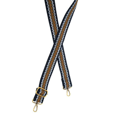 1.5" Simple Woven Guitar Strap in Navy/Neutral