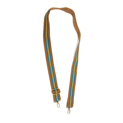1.5" Simple Woven Guitar Strap in Yellow/Turquoise