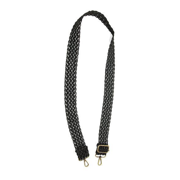 1.5" Open Weave Faux Leather Guitar Strap in Black