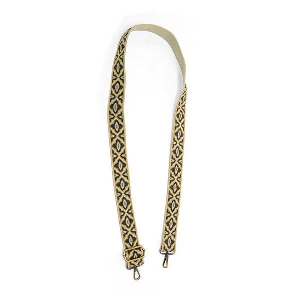 Quatrefoil Guitar Strap in Mustard 1.5"