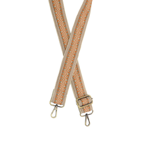 Pumpkin Chevron Embroidered Guitar Strap 1.5"