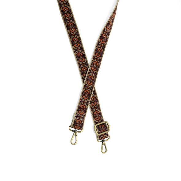 Vintage Print Guitar Strap in Maroon 1.2"