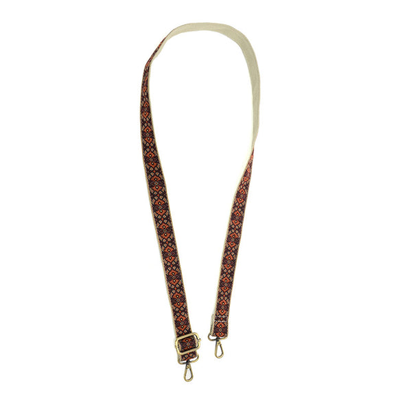 Vintage Print Guitar Strap in Maroon 1.2"