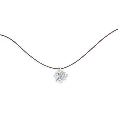 Lotus Flower Necklace Sterling Silver and Espresso