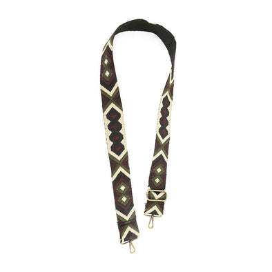 2" Embroidered Geometric Guitar Strap in Wine/Olive