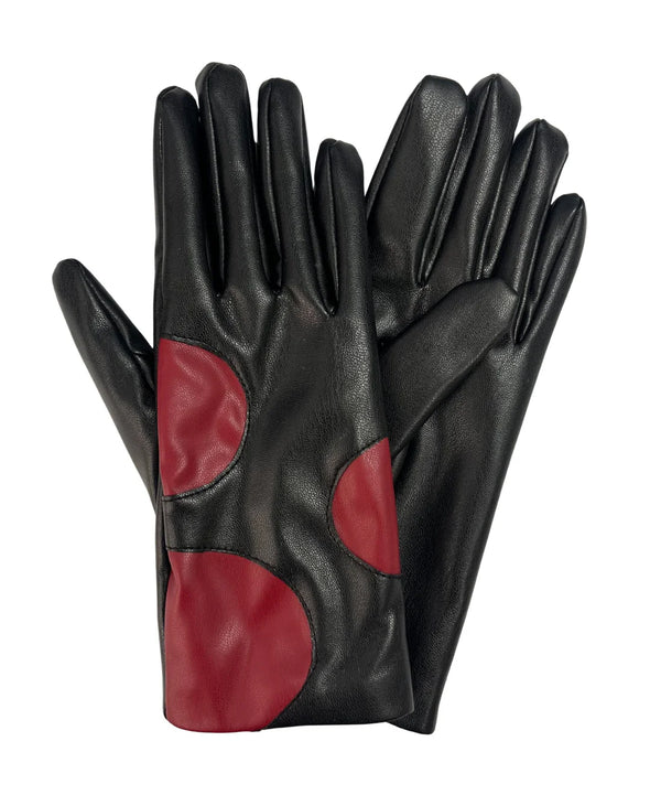 Vegan Leather Touchscreen Glove in Red