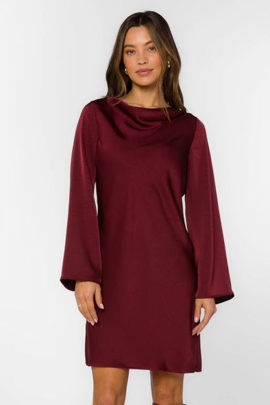 Mariko Dress in Deep Maroon