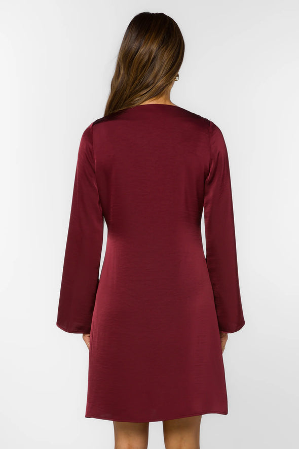 Mariko Dress in Deep Maroon