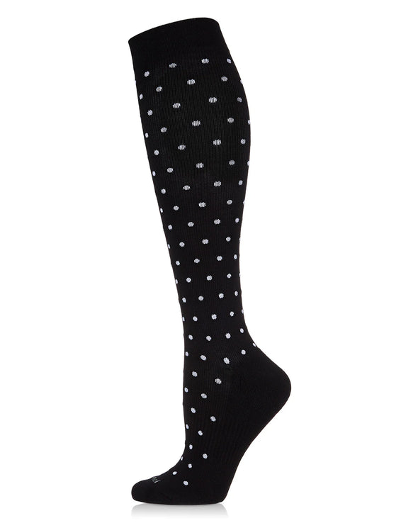 Compression Knee High Polka Dot Black Socks
