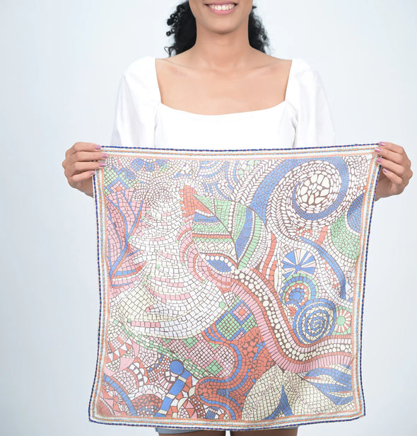 Mosaic Print Bandana in Brown