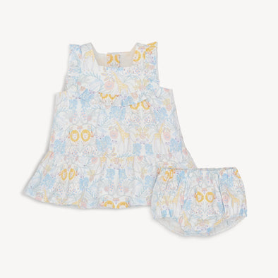 Nikki Menagerie Ruffle Dress & Diaper Cover Set