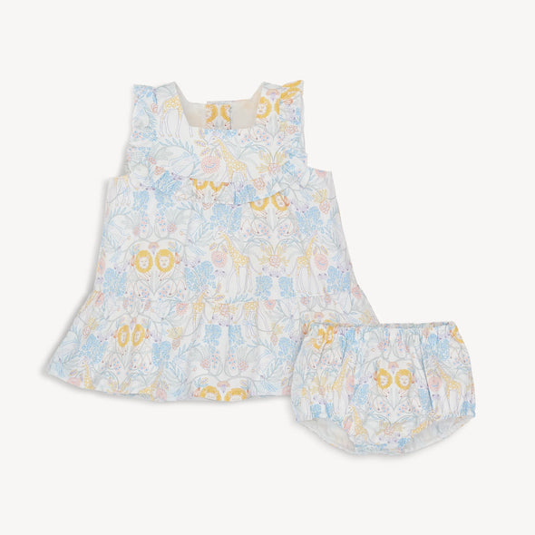 Nikki Menagerie Ruffle Dress & Diaper Cover Set