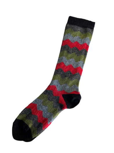Men's Mountain Stripe Alpaca Socks in Black