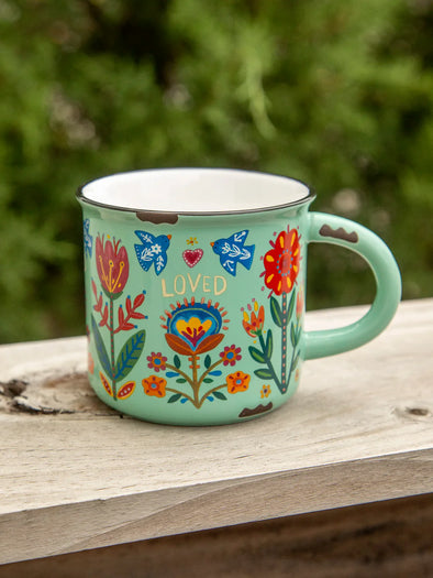 Camp Coffee Mug in Mint Loved 15oz