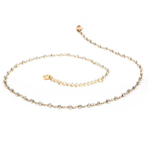 Emily 16" Silver Pyrite Gold Rosary Chain