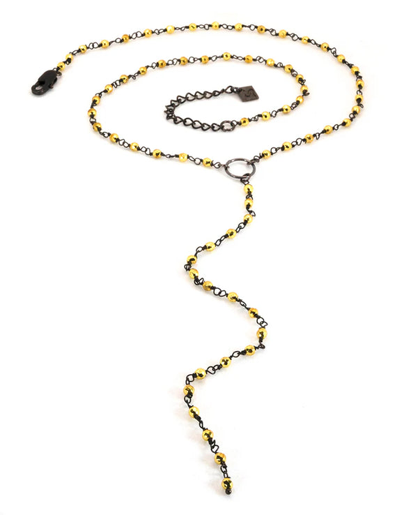 Gwyneth Gold Pyrite Blackened Brass Rosary Chain